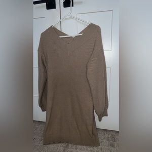 Knitted light brown/tan long sleeve dress